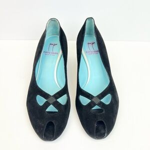 Thierry Rabotin Black Peep Toe Heels US 8.5 EU 39 Made In Italy